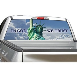 In God We Trust Statue of Liberty Rear Window Decal Graphic for Truck SUV - 4 Sizes (14" x 53")