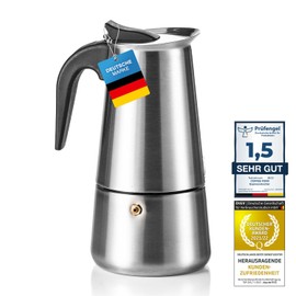 Coffee Fox® Espressokocher aus Edelstahl - Kaffeebereiter Kaffeekocher Espresso-Kanne (6 Tassen - 300 ml)