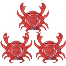 Inflatable Drink Holder 3 Pack Crab Drink Pool Floats Cup Holders for Summer Pool Party, Variety Shape to Choose