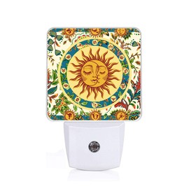 SLHFDKL Boho Sun Moon Night Light, Plug-into Wall Nightlight Lamp with Dusk to Dawn Sensor, Led Lamp 0.5W Energy Efficient for Boys Girls Adults Home Decor