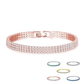 Tennis Bracelet, Women's, Gold, Prong Setting, Thin, Zirconia Bracelet, PurinPurin Stainless Steel, Bracelet, Friends, Birthday, Gift, Fashion Accessory, Stainless Steel, Cubic Zirconia