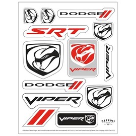 Detroit Shirt Company Dodge Viper Stryker 13-Decal Sticker Sheet | 6"x 8" Indoor/Outdoor Vinyl | Made in USA Peel-Off Decals