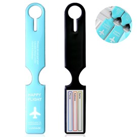 CPCOIN Luggage Tags 2 Pack Unique Travel ID Bag Tag One Piece Quickly Spot Suitcase Labels Durable Tags Travel Accessories Essential Blue
