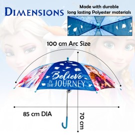 HOVUK Classic Umbrella for Children's, Kids Girls Stick Umbrella with Printed Character, Windproof Brolly Rain Canopy Umbrella for Ages 3-7 Years