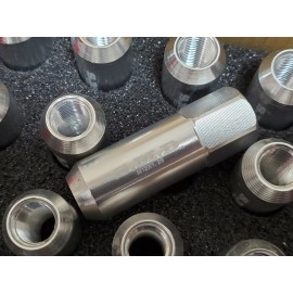 SMD WHEEL LUG NUTS 12X1.25 EXTENDED OPEN END SILVER POLISH LUG NUT ( set of 20 )