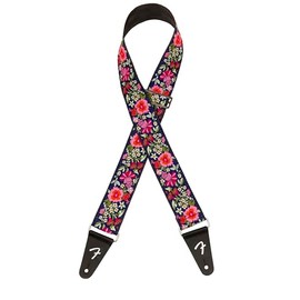 Fender Mosaic Jacquard Guitar Strap, Adjustable from 31.5-55", Leather Ends, Blue