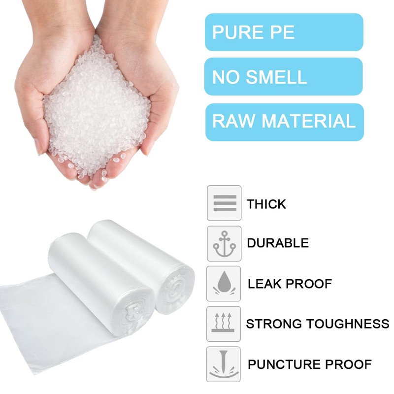 3 Gallon Small Clear Bathroom Trash Bags, Office Wastebasket Liners