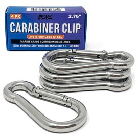 Stainless Steel Carabiner Clip, 4 Pack, 316 Marine Grade, Heavy Duty Spring Snap Hooks, Mini and Large Sizes, 2" to 4" Options, 2.76" Clips