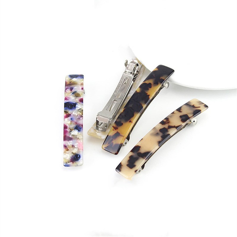 4Pcs French Design Hair Barrette Barrette Hair Clips Tortoise Shell