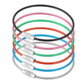 6 Pack Key Ring Wire Keychain Cable Large Key Rings Key Chain for Hanging Luggage Tags, Key Tags and Tag Keepers(6.6 Inch/17cm)