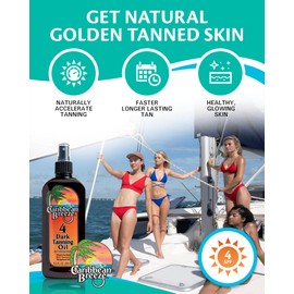 Caribbean Breeze SPF 4 Dark Tanning Oil Intensifier, Tanning Accelerator Outdoor with Mango Lime Fragnance, Rich in Anti Oxidants, Beta-Carotene, and Pomegranate Extracts, 8.5 oz (250 ml)