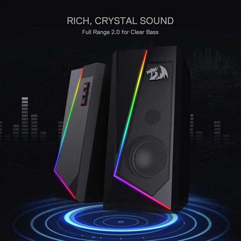 Redragon GS520 RGB Desktop Speakers, 2.0 Channel PC Computer Stereo