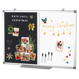 S SWANCROWN Magnetic Dry Erase Whiteboard/Felt Board White Board Combo Changeable Letter Felt Board for School,Office,Home,Aluminum Frame,36x24 inch