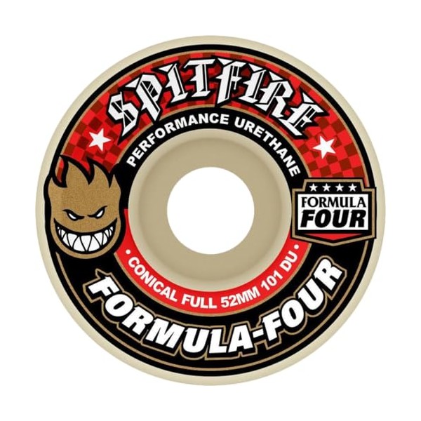Spitfire Wheels Formula Four Conical Full White/Red Skateboard Wheels -