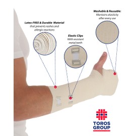 Toros Group Elasticated Double Pull Compression Brace with 2 Clips – Beige beige