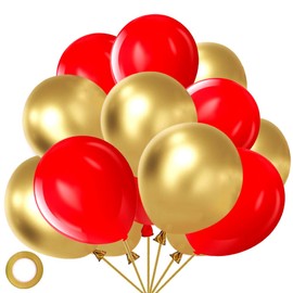 Red and Gold Balloons,70 Pack 12 inch Metallic Gold and Helium Matte Red Balloons for Valentine's Day Wedding Birthday Engagements Anniversary Party Decorations