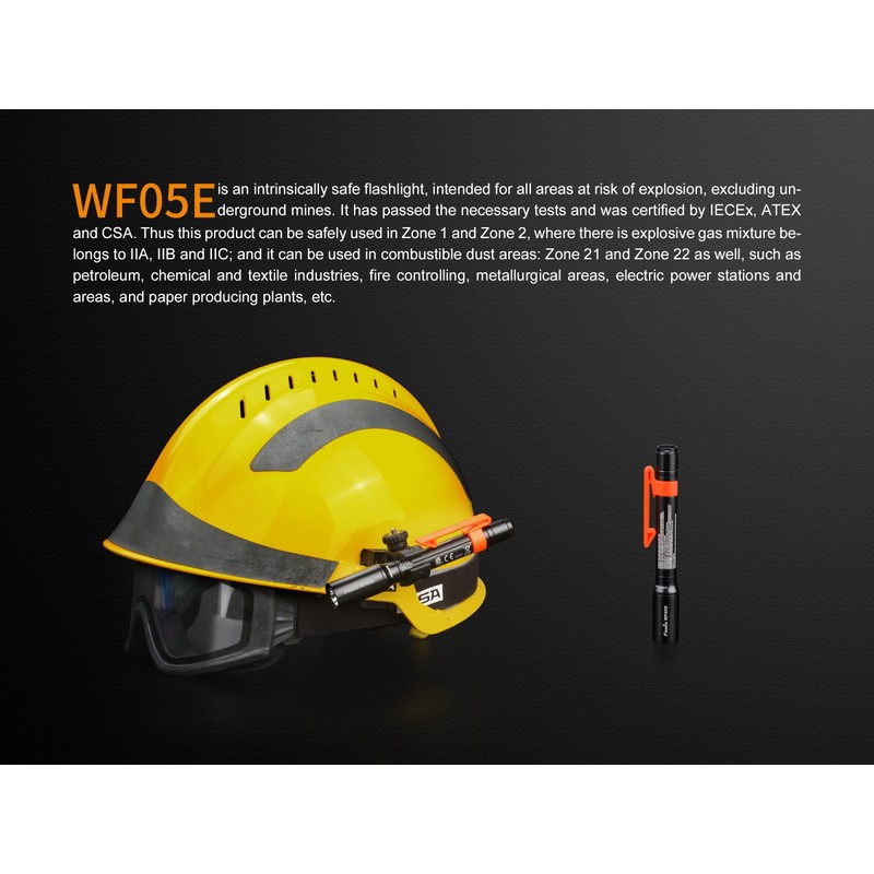 FENIX WF05E Intrinsically Safe Flashlight, Black, S