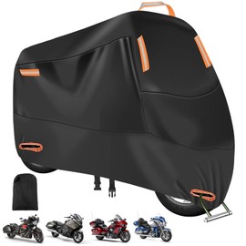 VEKENSEE Funda para Moto Impermeable, 210D Tela Oxford Cubierta de Motocicleta Resistente al Viento Cubierta Protector para Moto Exterior Interior con 4 Tiras Reflectantes y 2 Orificios para Cerradura