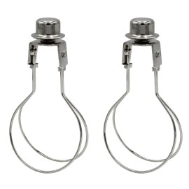 Lamp Shade Light Bulb Adapter Clip on with Finial Top, Silver | 2 Pack