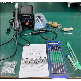 Silverflo 8586D-III pro Soldering Station 2 in 1 Soldering Iron Kit  Hot Air Gun Wire Tips