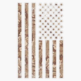 HOF Trading Desert Camo American Flag - 4Th of July Vinyl Sticker Waterproof Decal Laptop Wall Window Bumper Sticker 5"