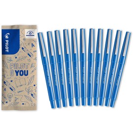 PILOT - Set di 10 +1 Omaggio Fineliner - Penne a Feltro - Punta Fine con Inchiostro Liquido - Tratto Scorrevole - Asciugatura Rapida - Blu - Punta Media