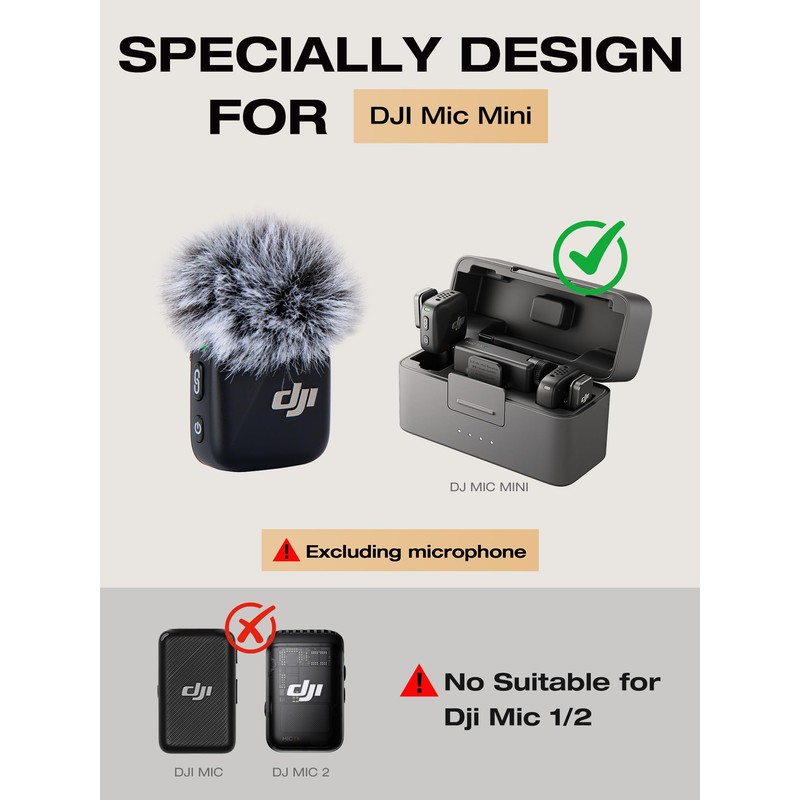 SUNMON Furry Mic Windscreen for DJI Mic Mini, Furry Mic