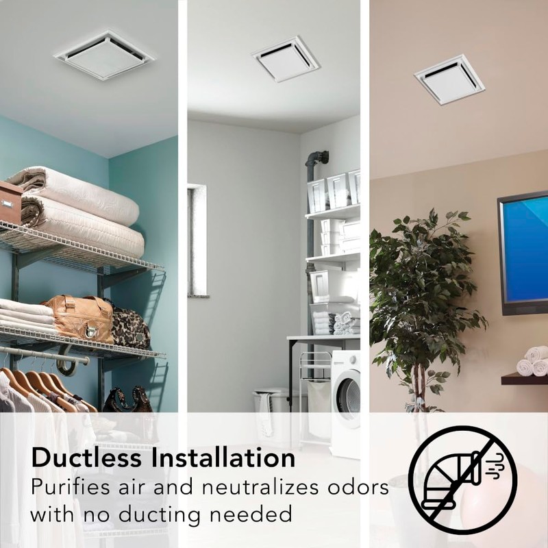 Broan-Nutone 682 Duct-Free Ventilation Fan, White Square Ceiling or Wall