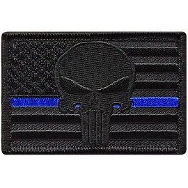 Swat Police USA Flag Thin Blue Line Leo Tactical Patch - 2PC Hook Backing  3"x2"
