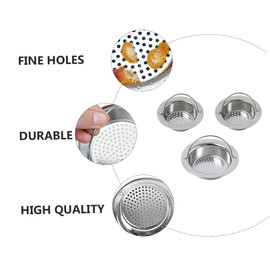 SHINEOFI 3pcs Stainless Steel Sink Strainers Fine Mesh Kitchen Sink Filter for Hair Food Particles High Density Perforation Durable Resistant for Bathroom Kitchen Drains