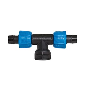 Watts AFT34 ANKA Series High Pressure Poly-Pipe Female NPT Tee, 3/4" x 3/4" x 3/4" Black Fitting w/Blue Tapered Nut Seals, High Grade Glass Fiber Reinforced Nylon, Agriculture & Irrigation
