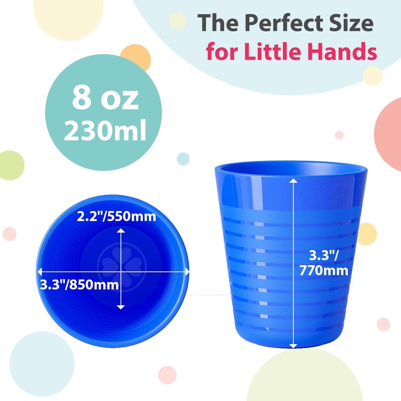 Muulaii Set of 12 Kids Plastic Cups- 8 oz Children