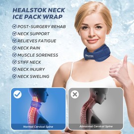 Cervical Ice Pack, Cold Compress Ice Packs for Neck Injuries - Reusable Cold & Hot Therapy, Adjustable Flexible Gel Migraine Ice Head Wrap for Neck Pressure (Navy)