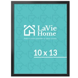 LaVie Home 10x13 Picture Frame for Wall Display, 10x13 Black Picture Frame with HD Plexiglas, 10 x 13 Matted Frame 1 Pack, Display Frame for Vertical or Horizontal, Classic Collection