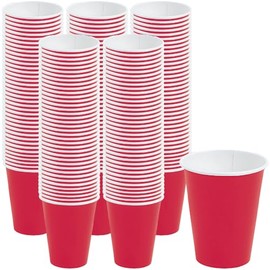 Vibrant Glossy Red Paper Cups - 9 oz. (Pack of 250) - Great for Birthday Parties, Wedding Receptions, Luau Parties, School Events, and More
