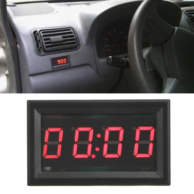 LED Electronic Digital Luminous Car Watch Clock Accessory Decoration (Red)