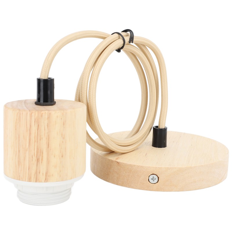 E27 Wooden Pendant Light Bulb Holder Vintage Lighting Accessory Wooden