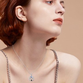 REDSUN I Love You Necklace for Women, S925 Sterling Silver 100 Languages Projection Pendant Necklace 100 Different Languages for I Love U Jewellery Gift for Mum Wife Girlfriend, Sterling Silver