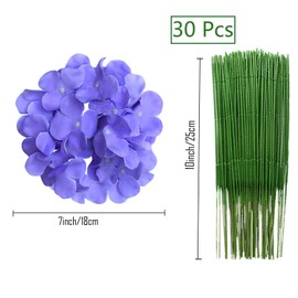 FagusHome 30 Pcs Silk Hydrangea Heads Artificial Flowers Heads and Stems Fake Hydrangea Flowers for Home Wedding Decor (Light Purple)