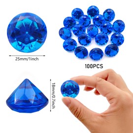 LYHLYA Pack of 100 Gemstones for Children, Dark Blue Acrylic Diamonds, 25 mm, Decorative Diamonds, Acrylic Gemstones, Fake Gemstones for Vase Fillers, Wedding Vases, Table Decoration, Party