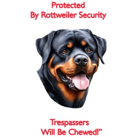 Rottweiler Security Sign Style Dog Portrait Sticker – Premium Printed Vinyl Decal