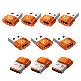 HOWJIM USB to USB C Adapter 10 Pack,10A 200W Fast Charging Data Transfer