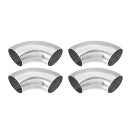 uxcell 4pcs OD 1.75 Inch 90 Degree SS304 Stainless Steel Bend Tube Exhaust Elbow Pipe for Car Modified Exhaust System 0.06" Wall Thickness Piping Silver Tone