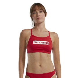 TYR Women's Standard Solid Durafast Elite Guard Diamondfit Top, Red, S