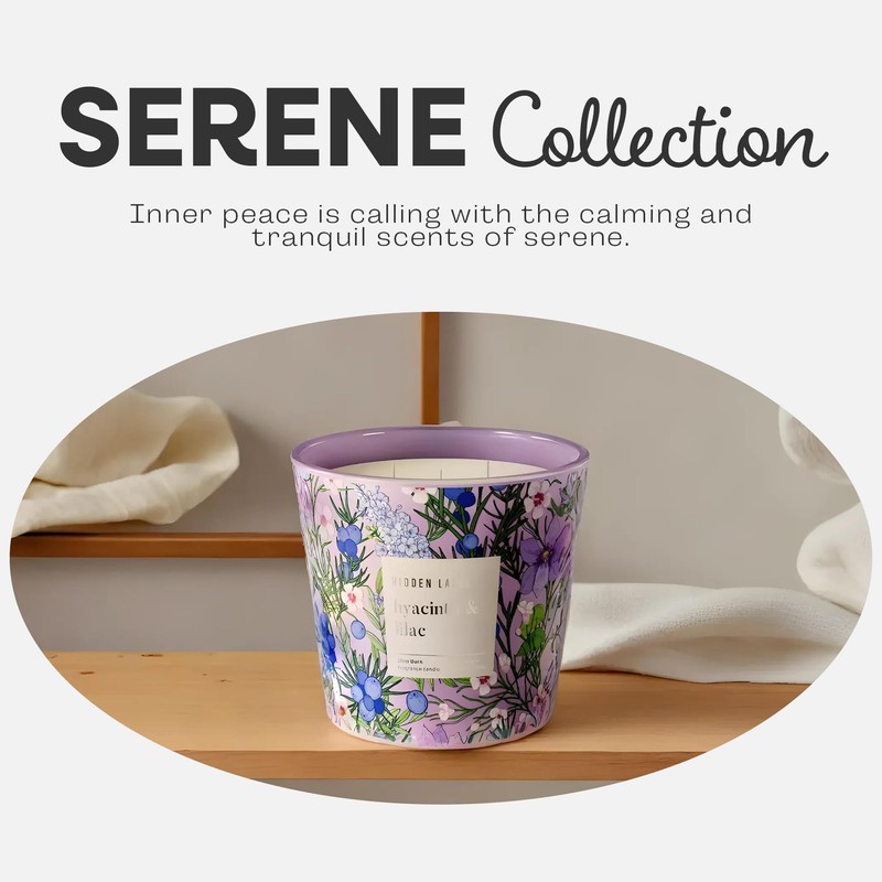 Hidden Label Hyacinth & Lilac Scented,3 Wick Large Candles for