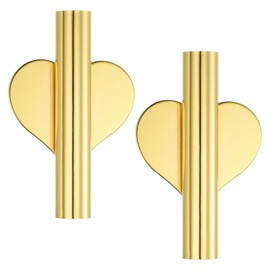 PATIKIL Wall Flower Vase Tube, 2 Pack Dried Flower Vase Racks Heart-Shaped Wall-Mounted Flower Tube for Flower Display Decoration, Gold Tone
