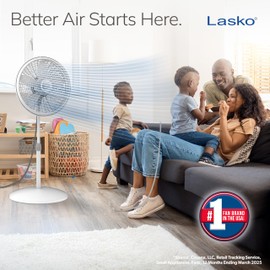 Lasko Oscillating Pedestal Fan - Lasko Fan with Adjustable Height and 3 Cooling Speeds, Portable, 18", White, 1820
