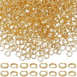 SUNNYCLUE 1 Box 1000Pcs Split Rings Double Loop 5mm Gold Jump Rings Bulk Round jewellery loops Connector Brass Mini Metal Ring for jewellery Making Supplies DIY Necklaces Bracelets Earrings Keychains