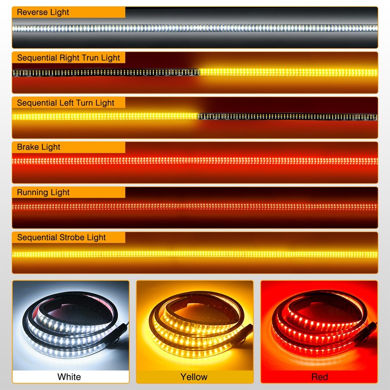 GOOACC Truck Tailgate Light Bar 48" Triple Row 360 LED