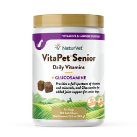 NaturVet NaturVet VitaPet Senior Daily Vitamin Dog Supplements Plus Glucosamine C Includes Full-Spectrum Vitamins, Minerals C Joint Support for Older, Active Dogs C 120 Ct. Soft Chews